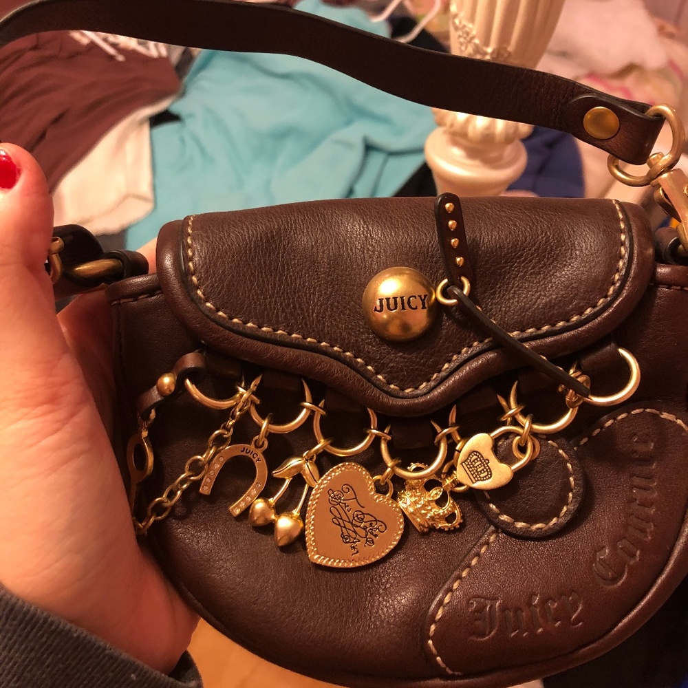 Authentic Juicy Couture Mini Brown Bag with Charms
